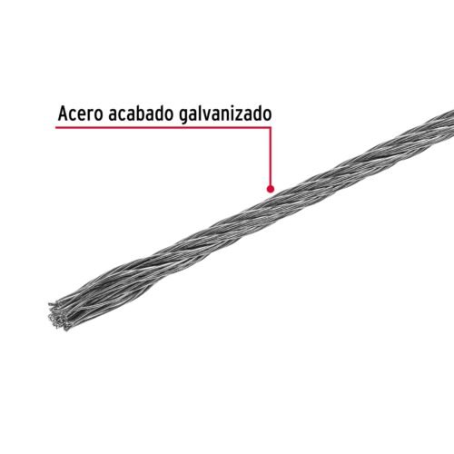 44205. 44205 - Metro de cable rígido 1/8" de acero 7x7 hilos, 75 m, FIERO
