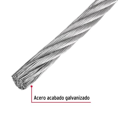 442071 44207 - Metro de cable rígido 1/4" de acero 7x7 hilos, 75 m, FIERO