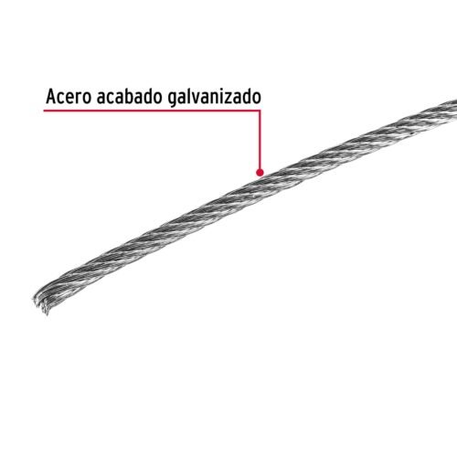 442081 44208 - Metro de cable rígido 1/16" de acero 7x7 hilos, 75 m, FIERO