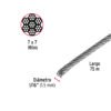 442082 44208 - Metro de cable rígido 1/16" de acero 7x7 hilos, 75 m, FIERO