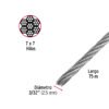44209 - Metro de cable rígido 3/32" de acero 7x7 hilos, 75 m, FIERO