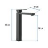 44210 - Monomando alto para lavabo, negro, FOSET KUBO