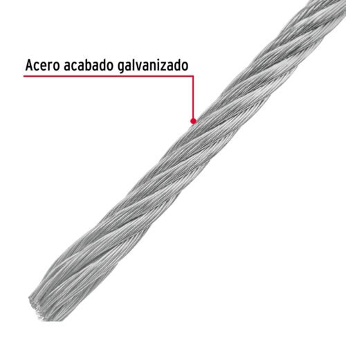 442111 44211 - Metro de cable flexible 1/8" de acero 7x19 hilos, 75 m