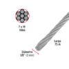 442112 44211 - Metro de cable flexible 1/8" de acero 7x19 hilos, 75 m