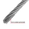 442121 44212 - Metro de cable flexible 3/16" de acero 7x19 hilos, 75 m