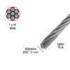 442122 44212 - Metro de cable flexible 3/16" de acero 7x19 hilos, 75 m