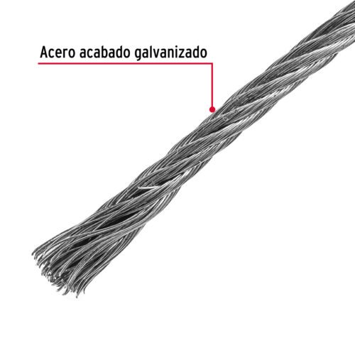 44214 - Metro de cable flexible 3/32" de acero 7x19 hilos, 75 m