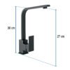 442162 44216 - Monomando cuello alto para fregadero, negro, FOSET KUBO