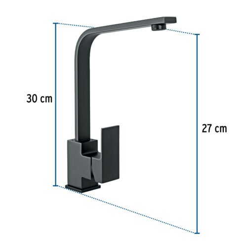 442162 44216 - Monomando cuello alto para fregadero, negro, FOSET KUBO