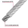 44219 - Metro de cable rígido 1/8" acero 7x7 recubierto PVC, 75 m