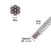 44219 - Metro de cable rígido 1/8" acero 7x7 recubierto PVC, 75 m