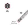 44220 - Metro de cable rígido 1/16" acero 7x7 recubierto PVC, 75 m
