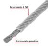 44225 - Metro cable flexible 1/8" acero 7x19 recubierto PVC, 75 m