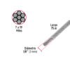 44225 - Metro cable flexible 1/8" acero 7x19 recubierto PVC, 75 m