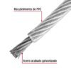 442261 44226 - Metro cable flexible 3/32" acero 7x19 recubierto PVC, 75 m