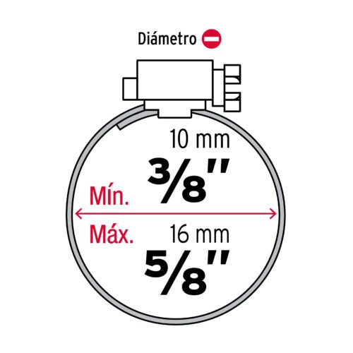 44230 - Bolsa c/10 abrazaderas mini sin fin reforzadas #4, 3/8-5/8"