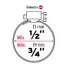 44231 - Bolsa c/10 abrazaderas mini, sin fin reforzadas #6, 1/2-3/4"