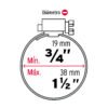 442371 44237 - Bolsa c/10 abrazaderas sin fin reforzadas # 16, 3/4 - 1-1/2"