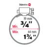 442381 44238 - Bolsa c/10 abrazaderas sin fin reforzadas # 20, 3/4 - 1-3/4"
