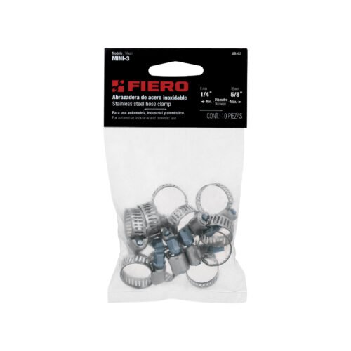 44255 - Bolsa c/10 abrazaderas mini sin fin reforzadas #3, 1/4"-5/8"