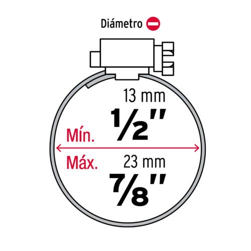 442561 44256 - Bolsa c/10 abrazaderas mini sin fin reforzadas #7, 1/2 -7/8"