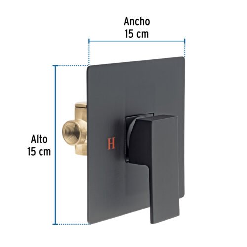 44267 - Monomando para regadera sin desviador, negro, FOSET KUBO
