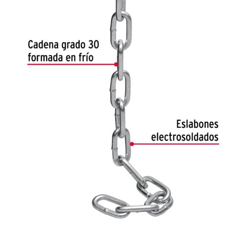 44270 - Metro de cadena galvanizada de 3/16", 65 m en cubeta, FIERO
