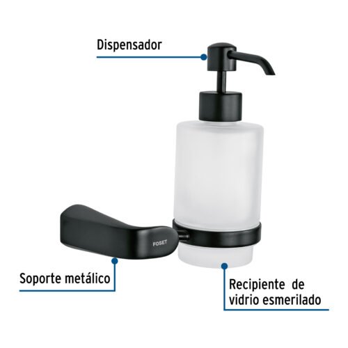44278 - Dispensador de jabón a pared, negro, FOSET RIVIERA