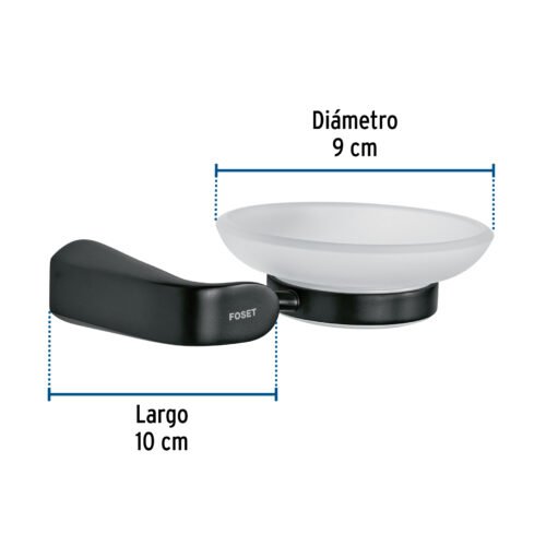 44279 - Jabonera con plato de vidrio, negro, FOSET RIVIERA