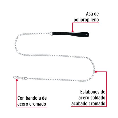 44280 - Cadena de paseo para perro de 1.2 m x 2 mm, FIERO