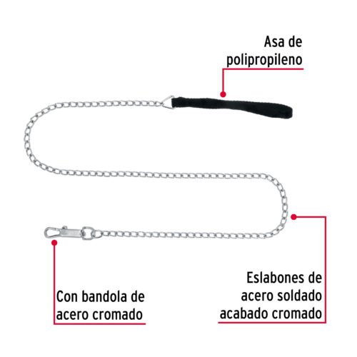 44281 - Cadena de paseo para perro de 1.2 m x 2.5 mm, FIERO