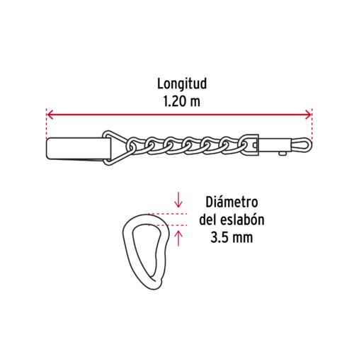 44283 - Cadena de paseo para perro de 1.2 m x 3.5 mm, FIERO