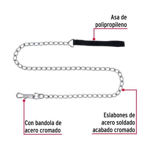 44284 - Cadena de paseo para perro de 1.2 m x 4 mm, FIERO