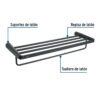 44288 - Repisa portatoallas, negro, FOSET RIVIERA