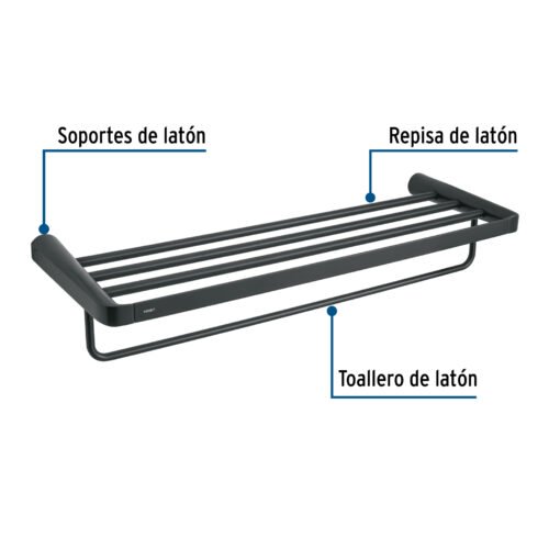 44288 - Repisa portatoallas, negro, FOSET RIVIERA