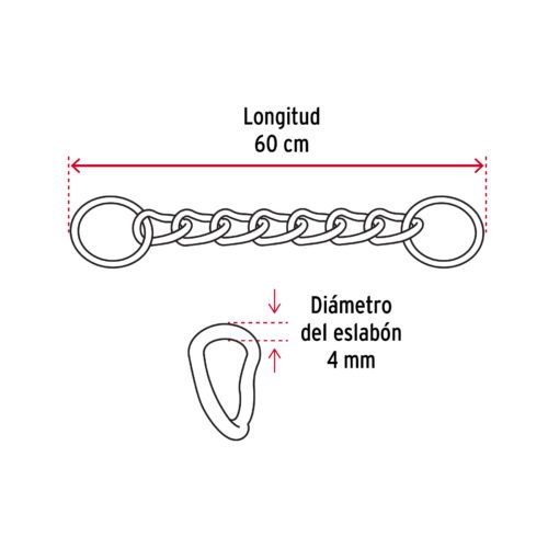 44293 - Collar de entrenamiento para perro, 60 cm, eslabón de 4 mm