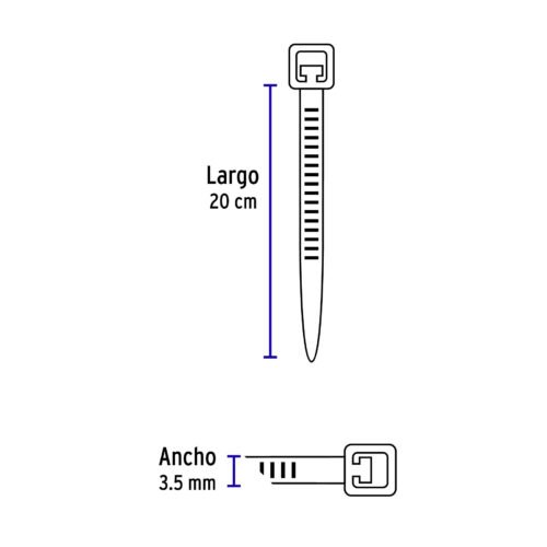 443041 44304 - Bolsa con 50 cinchos plásticos 40 lb, 200x3.5 mm, naturales