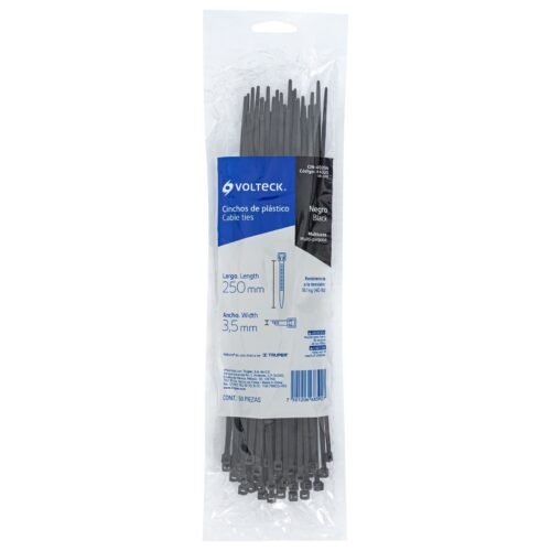 44325 - Bolsa con 50 cinchos plásticos 40 lb, 250x3.5 mm, negros