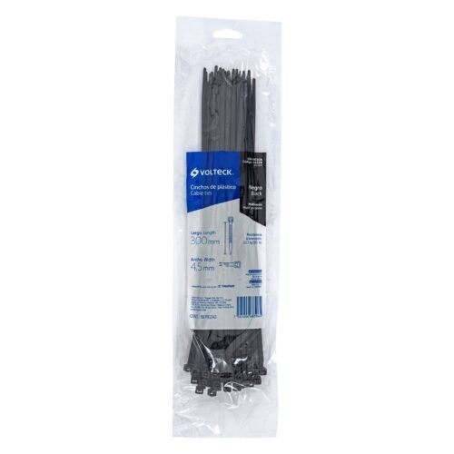 44328 - Bolsa con 50 cinchos plásticos 50 lb, 300x4.5 mm, negros