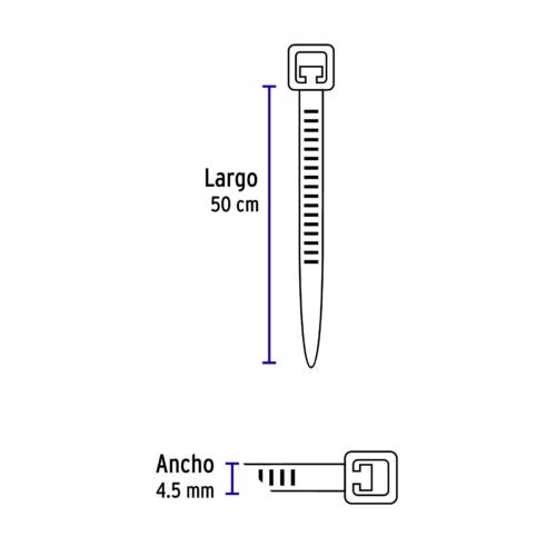 44331 - Bolsa con 25 cinchos plásticos 50 lb, 500x4.5 mm, negros