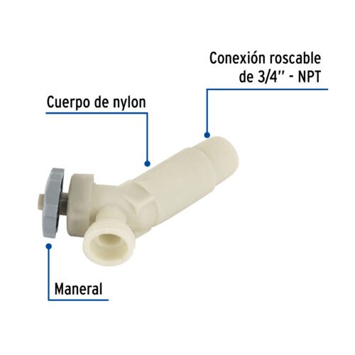 44353 - Válvula de drenado para calentador solar, 3/4", Foset