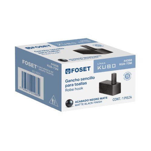 443582 44358 - Gancho sencillo para toallas, negro, FOSET KUBO