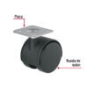 44384 - Rodaja tipo yoyo de 40 mm con placa, sin freno, FIERO