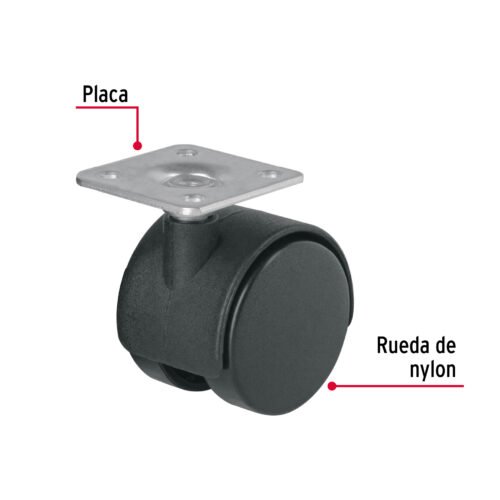 44384 - Rodaja tipo yoyo de 40 mm con placa, sin freno, FIERO