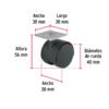 44384 - Rodaja tipo yoyo de 40 mm con placa, sin freno, FIERO