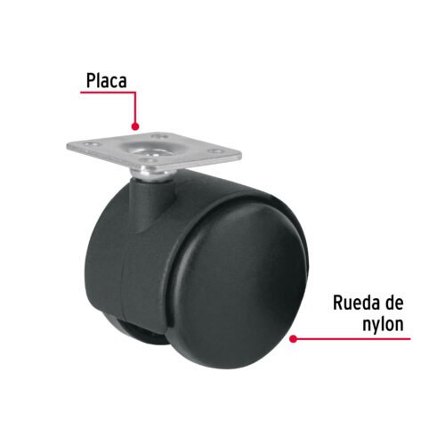 44385 - Rodaja tipo yoyo de 50 mm con placa, sin freno, FIERO