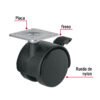44388 - Rodaja tipo yoyo de 40 mm con placa, con freno, FIERO