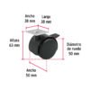 44389 - Rodaja tipo yoyo de 50 mm con placa, con freno, FIERO