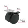 44389 - Rodaja tipo yoyo de 50 mm con placa, con freno, FIERO