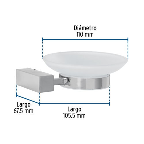 44394 - Jabonera con plato de vidrio, cromo, FOSET KUBO